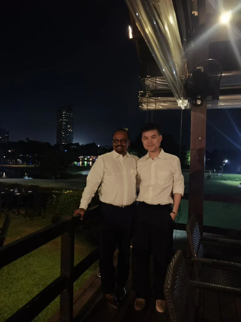 MAKEIT Fiber representative with a textile industry partner in Colombo, Sri Lanka