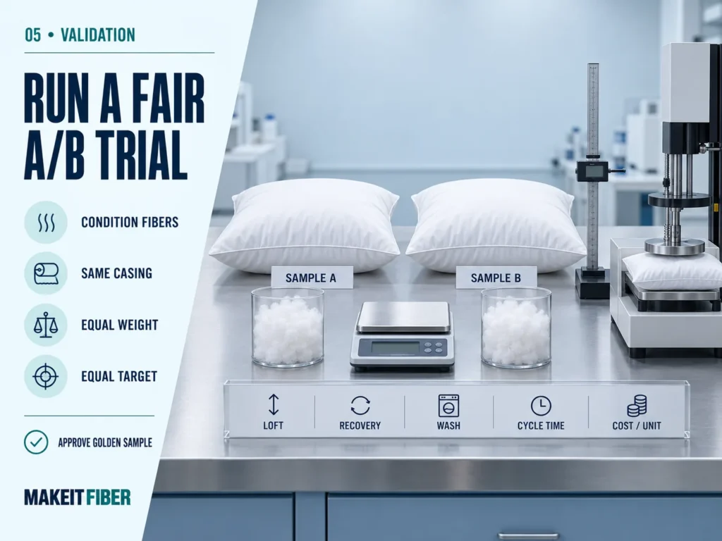 Controlled A/B trial of hollow fiber and microfiber pillows under equal testing conditions