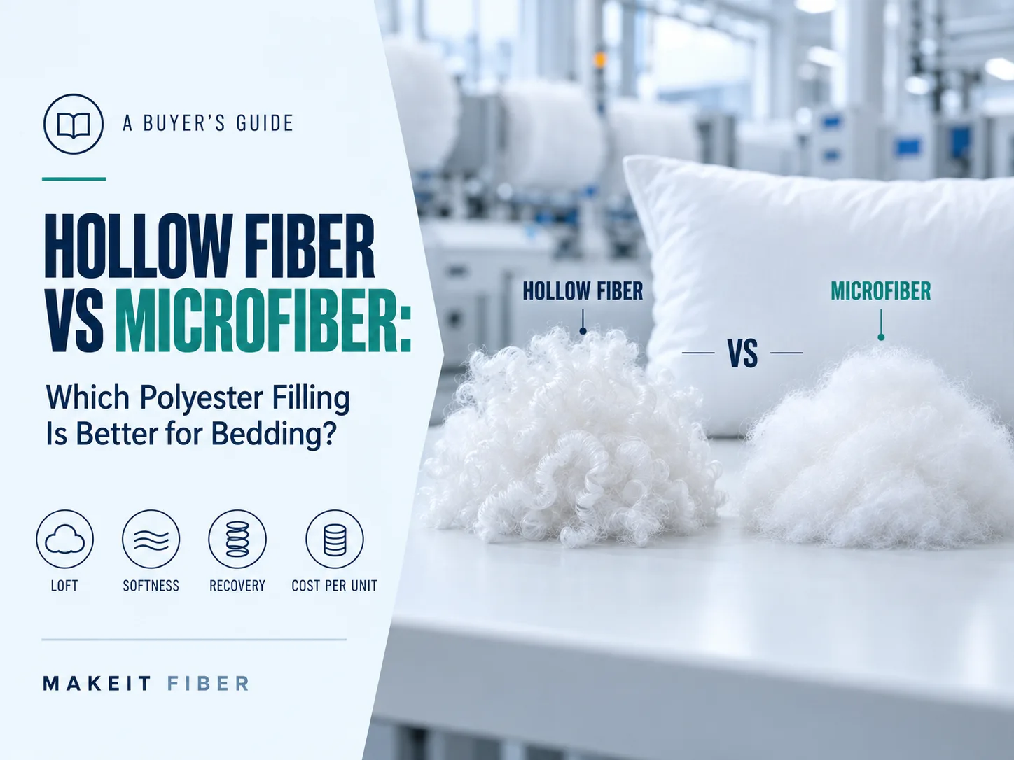 Hollow fiber and microfiber polyester filling compared for bedding pillows