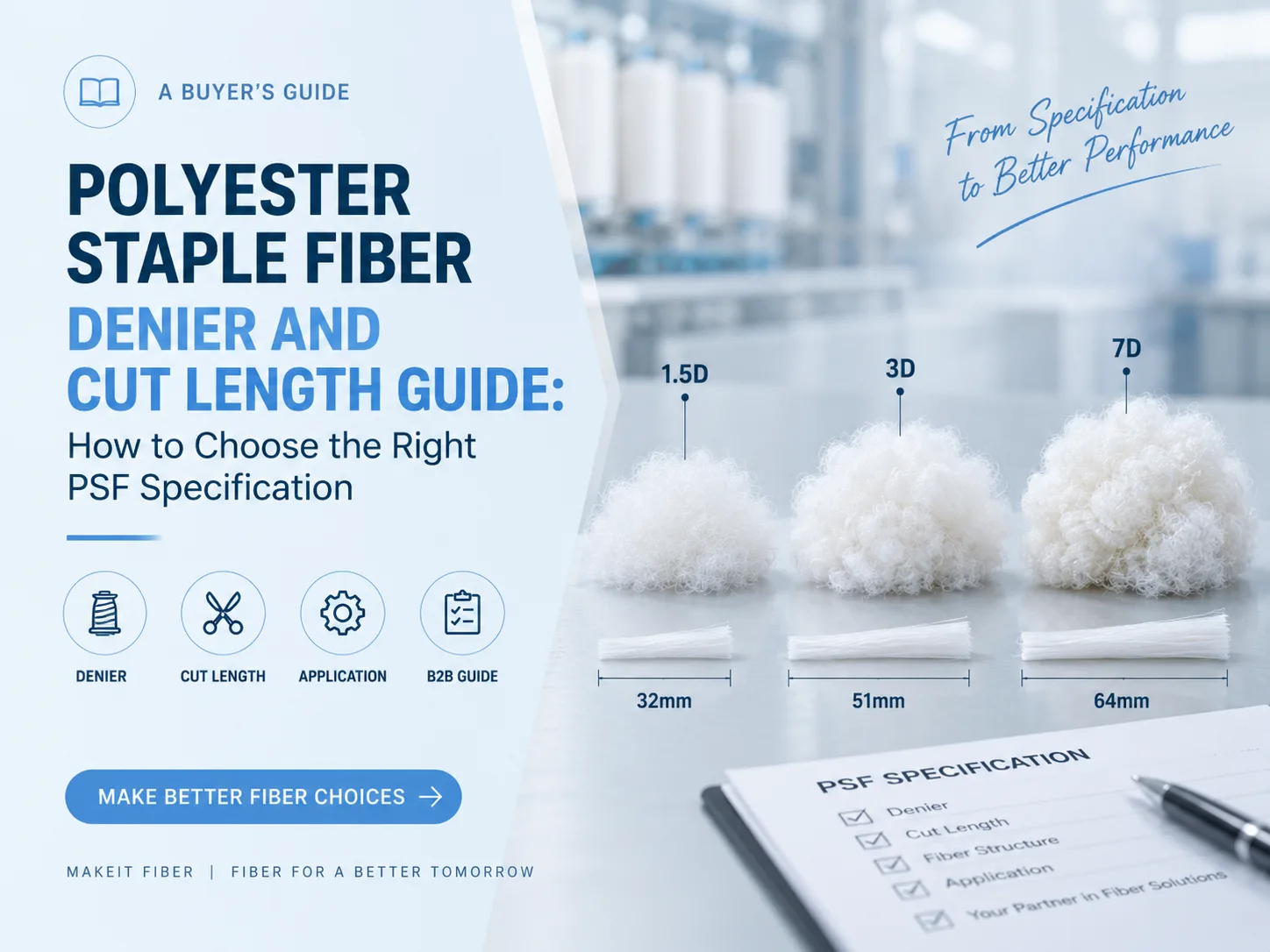 Polyester staple fiber denier and cut length guide for B2B buyers