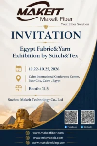 MAKEIT Fiber invitation to Egypt Fabric & Yarn 2026 in Cairo, October 22–25, Booth 1L5